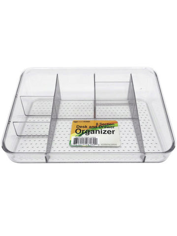 10&quot; x 7.75&quot; 8-Section Clear Desk and Drawer Organizer (Available in a pack of 2)