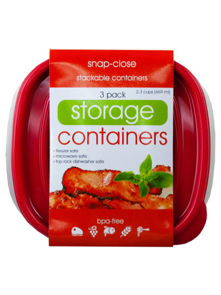 3 Pack Plastic Square Food Container (Available in a pack of 6)