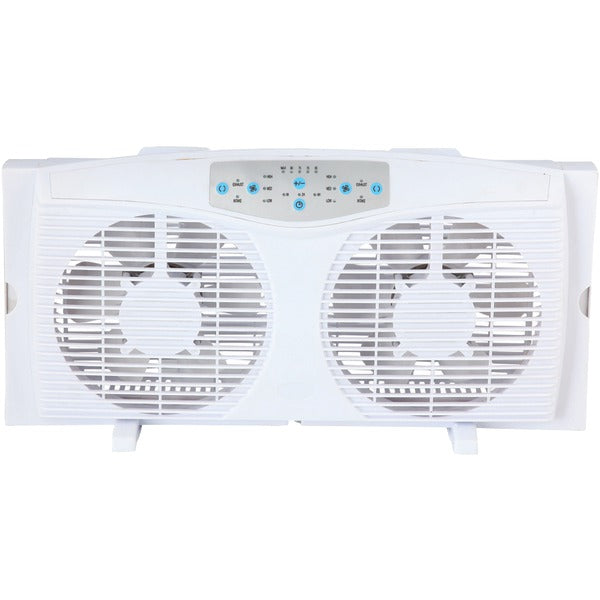 3-Speed 8-In. Reversible Twin Window Fan with Thermostat