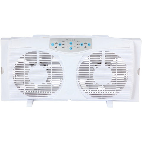 3-Speed 8-In. Reversible Twin Window Fan with Thermostat