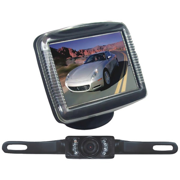 3.5" Slim TFT LCD Universal Mount Monitor System with License Plate Mount & Backup Camera