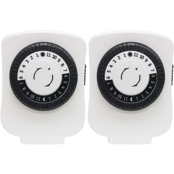 Indoor Plug-In 24-Hour Basic Mechanical Timers, 2 Pack