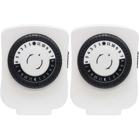 Indoor Plug-In 24-Hour Basic Mechanical Timers, 2 Pack