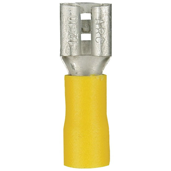 Noninsulated Female Quick Disconnects, 100 pk (Yellow, 12-10 Gauge, .25)