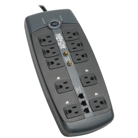 10-Outlet Surge Protector with Telephone Protection (With Coaxial/Modem Protection, 3,345 Joules)