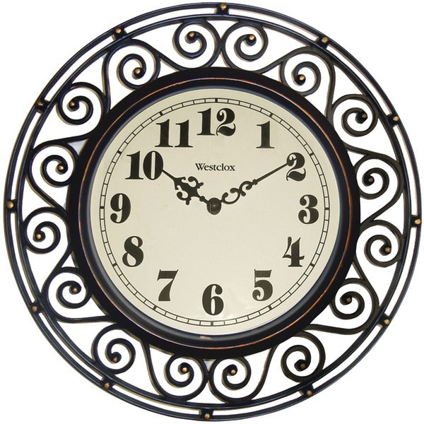 12" Filigree Rubbed Bronze Finish Clock