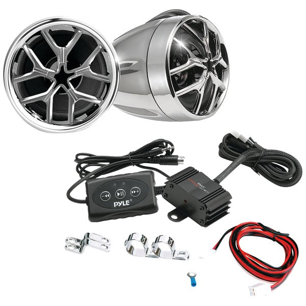 Cycle Series 1,400-Watt Mounted Motorcycle/ATV/Snowmobile Amp & Weatherproof Dual-Handlebar Speakers with Bluetooth(R)