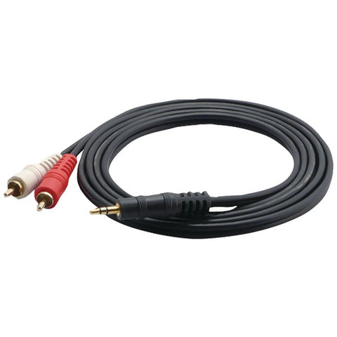 12-Gauge Dual RCA Males to 3.5mm Stereo Male Y-Cable, 6ft