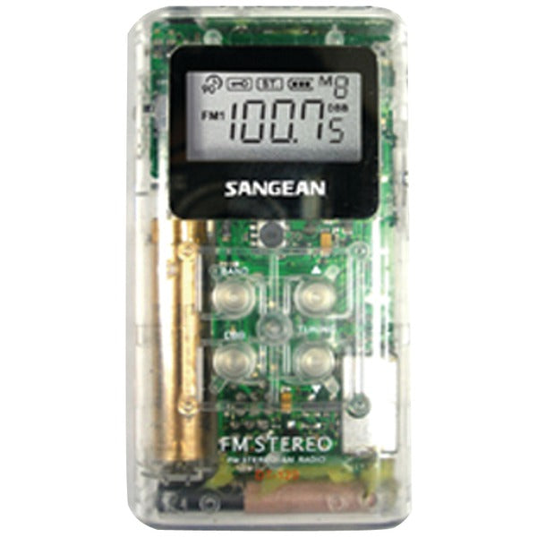 Portable Pocket AM/FM Digital Clock Radio (Clear)