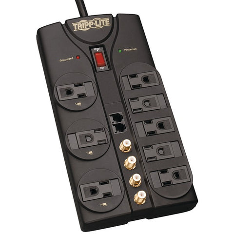 Protect It!(R) 8-Outlet Surge Protector (3,240 Joules; 10ft cord; Telephone/fax/modem/coaxial protection)