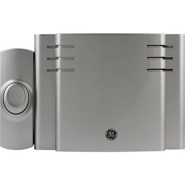 8-Chime Battery-Operated Door Chime with Wireless Push Button (1 Button, Silver Brushed Finish)