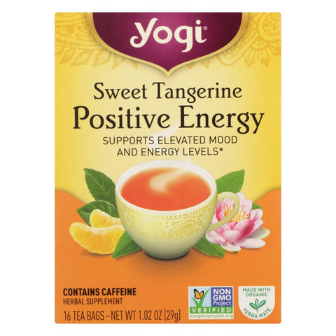 Yogi Positive Energy Herbal Tea Sweet Tangerine - 16 Tea Bags - Case Of 6