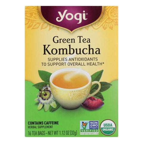 Yogi Herbal Green Tea Kombucha - 16 Tea Bags - Case Of 6