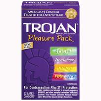 Trojan Pleasure Pack 12 Assorted Latex Condoms