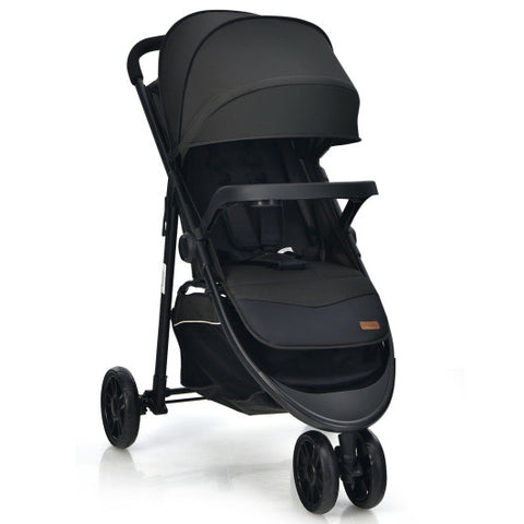 Baby Jogging Stroller with Adjustable Canopy for Newborn-Black