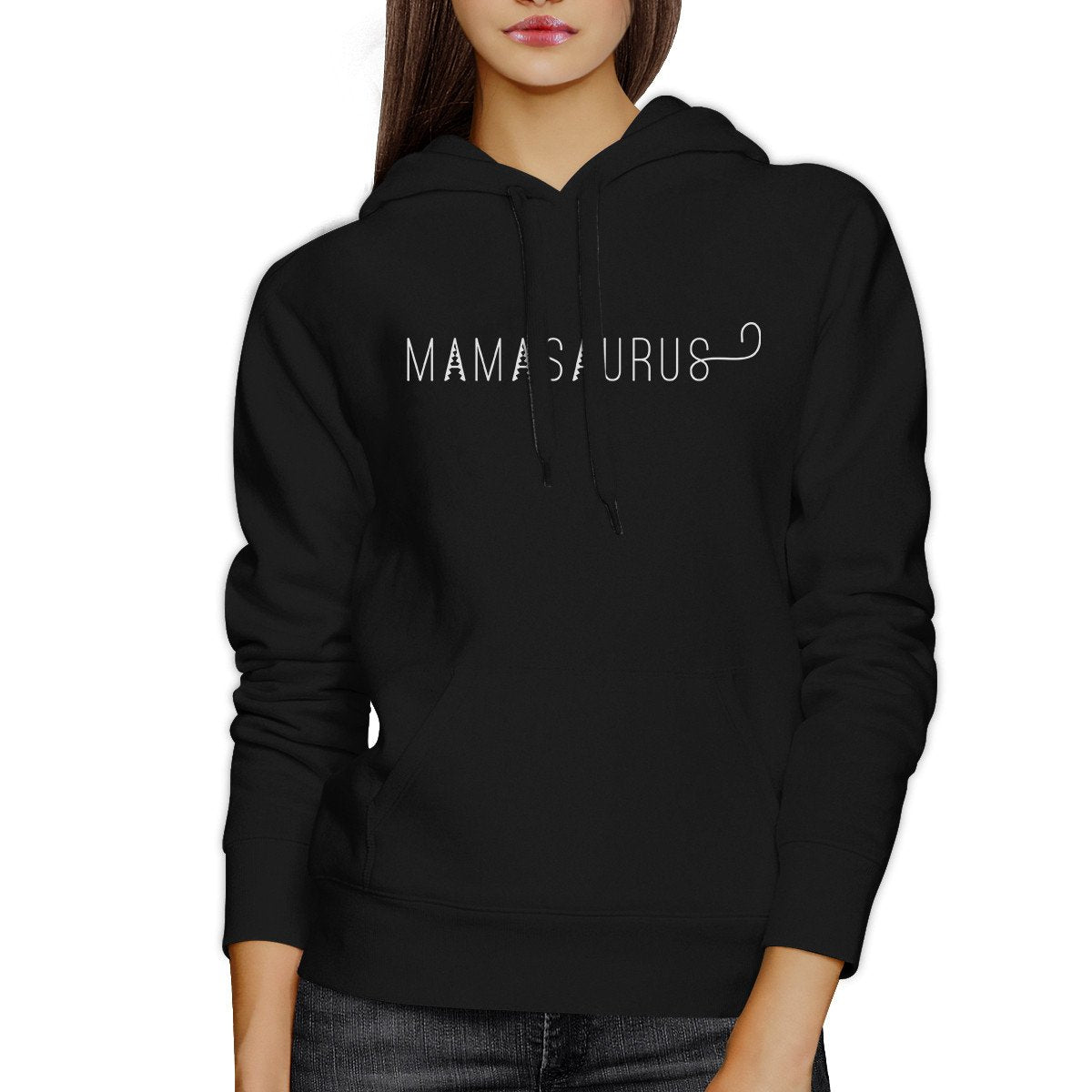 Mamasaurus Black Unisex Simple Design Cute Hoodie For Boys Mom