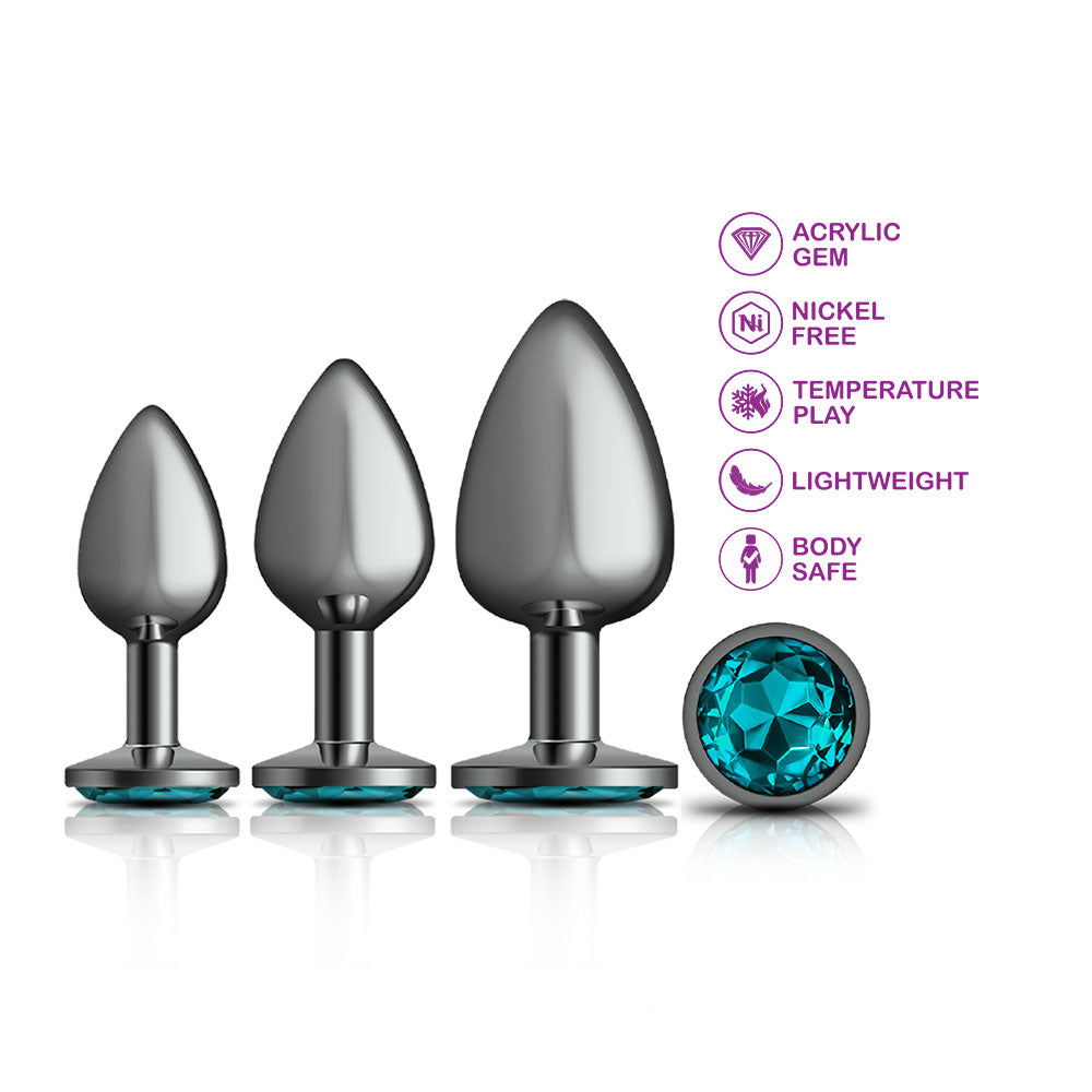 Cheeky Charms - Metal Butt Plug Gunmetal - Round - - Anal Trainer Kit