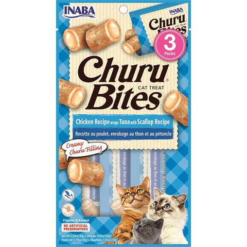 Inaba Cat Churu Bite Chkn Wrap Tuna Scallop 6Ct-1.05Oz