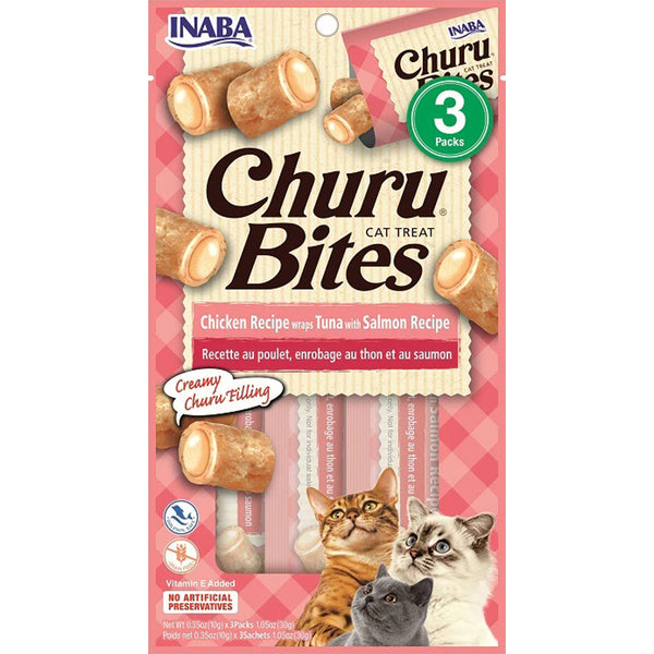 Inaba Cat Churu Bite Chkn Wrap Tuna Salmon 6Ct-1.05Oz