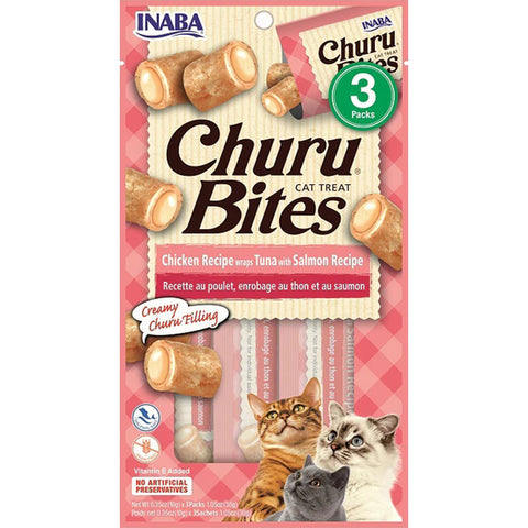 Inaba Cat Churu Bite Chkn Wrap Tuna Salmon 6Ct-1.05Oz