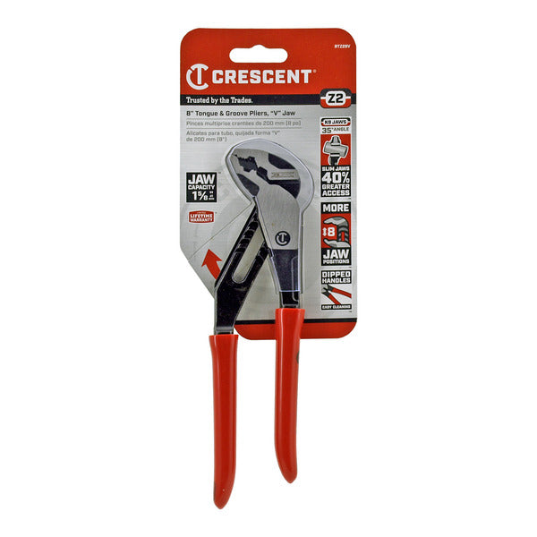 Crescent Tools 8.25" K9 V Jaw Black Oxide Tongue and Groove Grip Pliers - RTZ28V