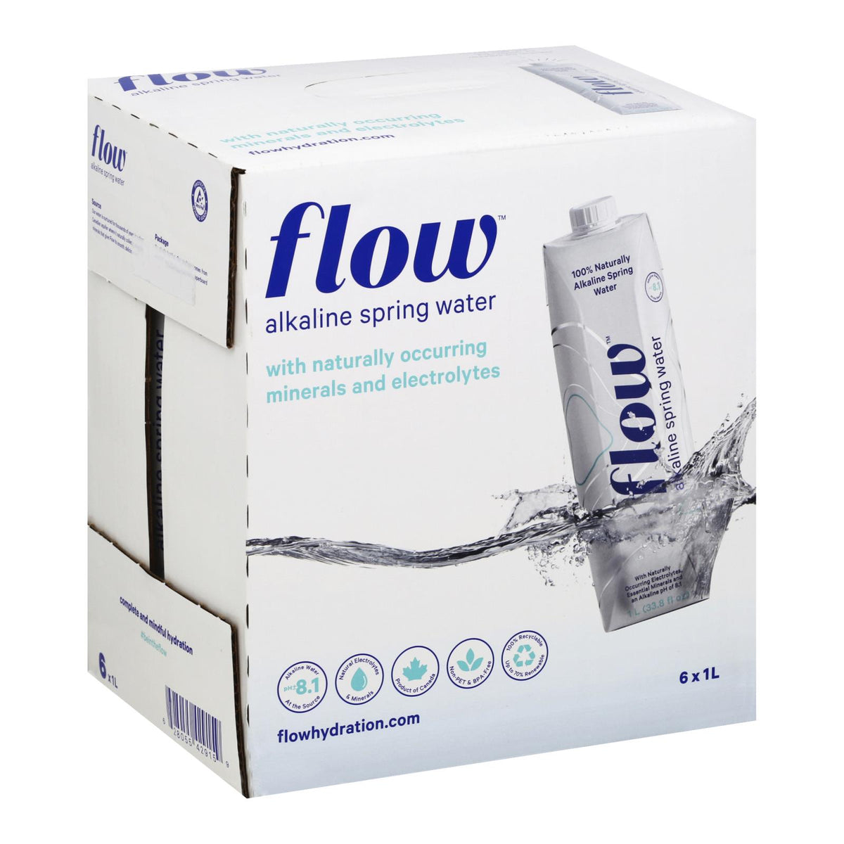 Flow Alkaline Spring Water - 1l Case Of 6 - Case Of 6 - 1 L