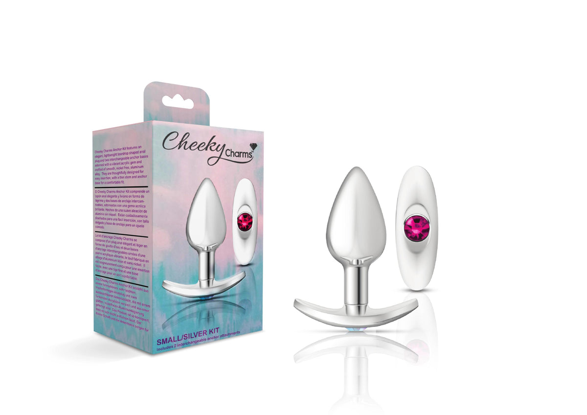 Cheeky Charms - Silver Metal Butt Plug Kit