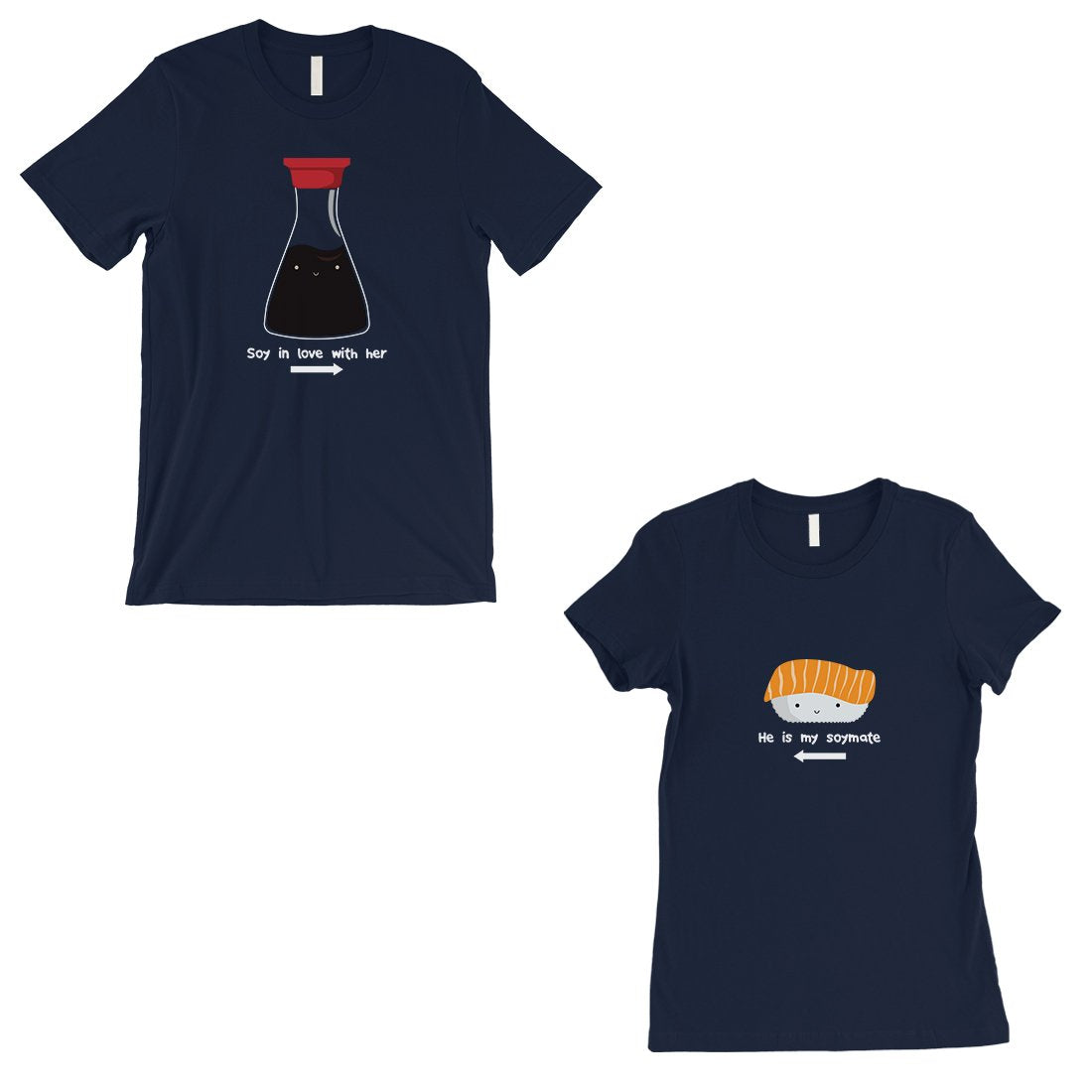 Sushi &amp; Soy Sauce Matching Couple Gift Shirts Navy Valentine's Day