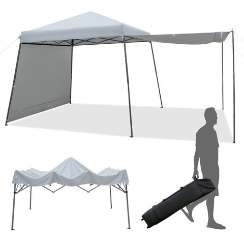 Patio 10x10FT Instant Pop-up Canopy Folding Tent with Sidewalls and Awnings Outdoor-Gray