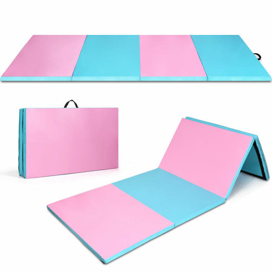 4' x 10' x 2" Folding Gymnastics Tumbling Gym Mat-Blue