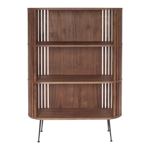 57" Walnut Wood Three Tier Standard Bookcase