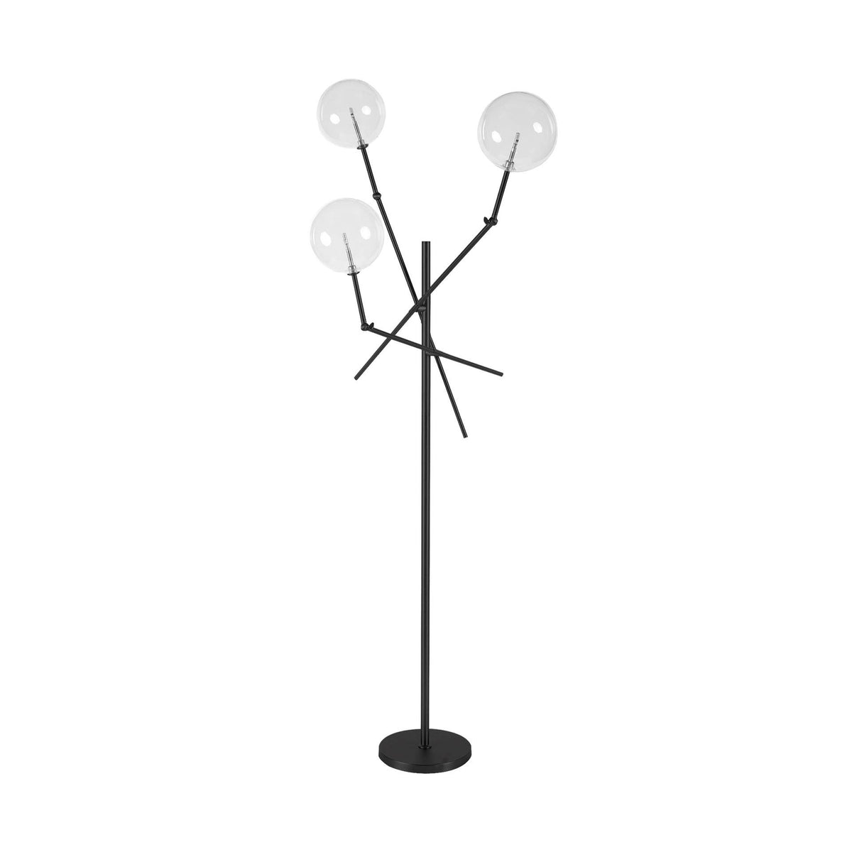 Black Tri Globe Contemporary Metal Floor Lamp