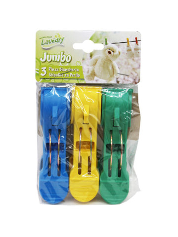 3 pack jumbo plastic clothespins pegs (Available in a pack of 18)