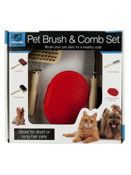 Pet Brush &amp; Comb Grooming Set (Available in a pack of 4)