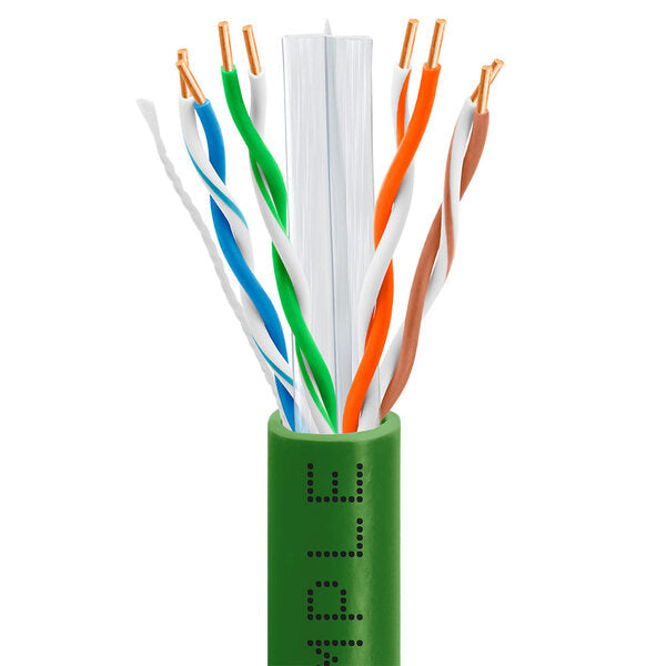 1027-N Cmple - Cat6 Cable 1000ft Bulk Lan Ethernet Cat 6 Wire Network UTP 23AWG CMR Riser 10Gbps 550 MHz Pull Box 1000 Feet, Green