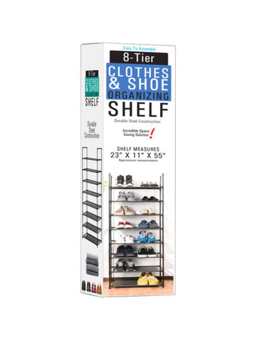 Tall 8-Tier Collapsible Shoe Rack Shelf (Available in a pack of 2)