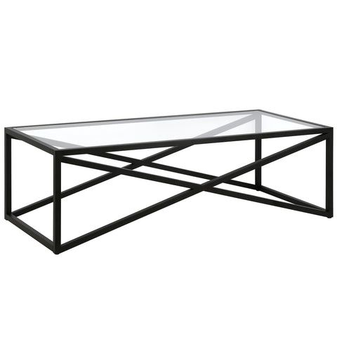 54" Black Glass Rectangular Coffee Table