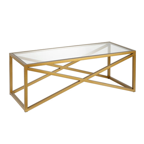 46" Gold Glass Rectangular Coffee Table