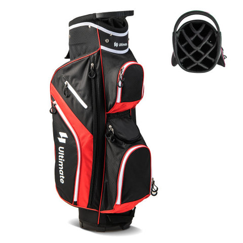 Golf Cart Bag with 14 Way Top Dividers-Red