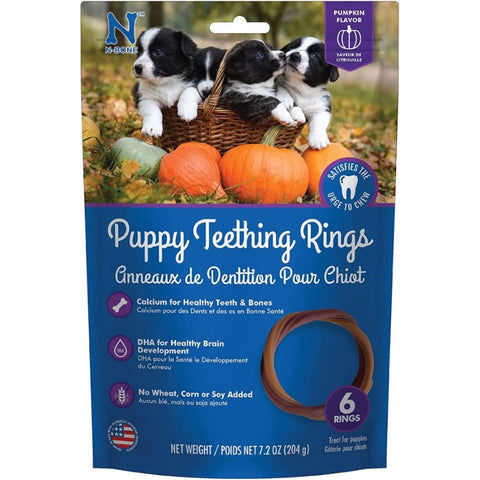 N-bone Puppy Teething Ring - Pumpkin Flavor - Puppy Teething Ring - 3.5" Diameter (6 Pack)