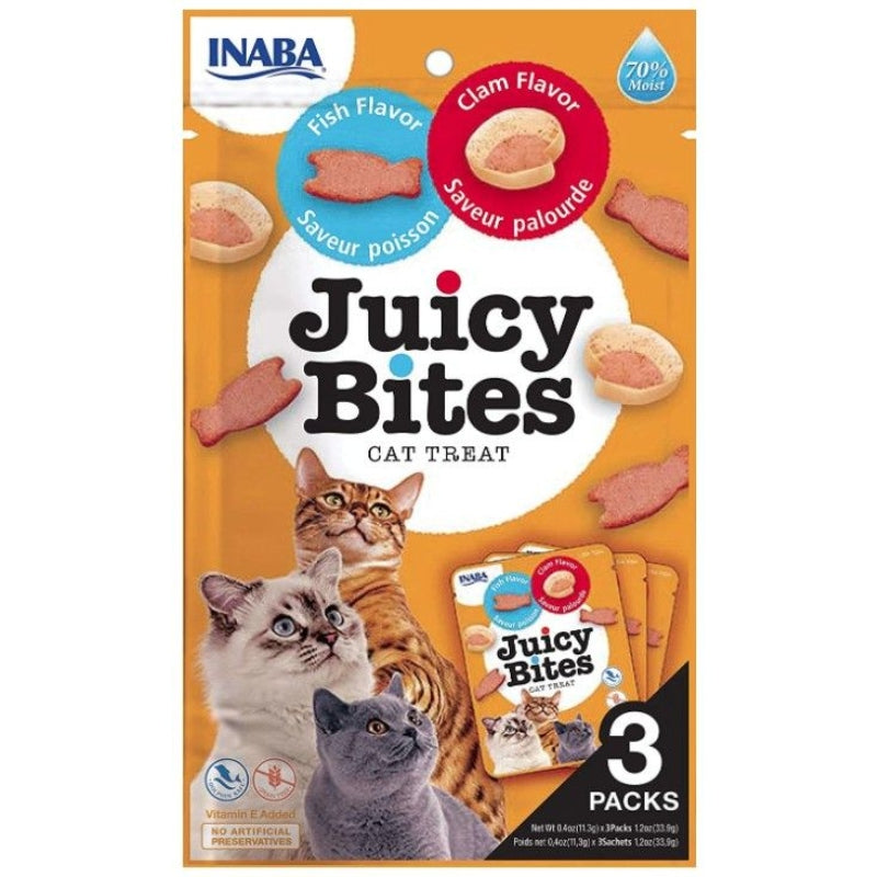 Inaba Juicy Bites Cat Treat Fish And Clam Flavor - 3 Count