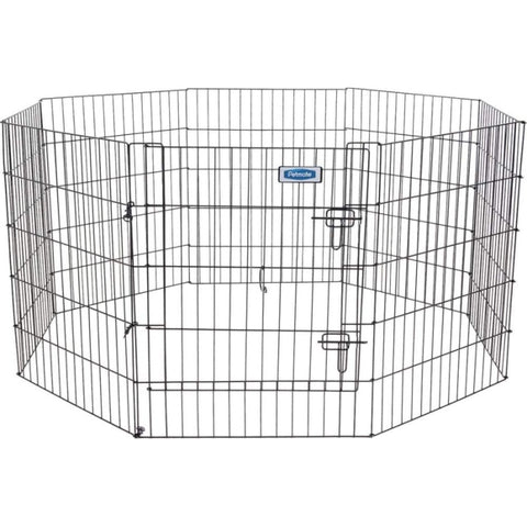 Petmate Exercise Pen Single Door With Snap Hook Design And Ground Stakes For Dogs Black - 30" Tall - 1 Count