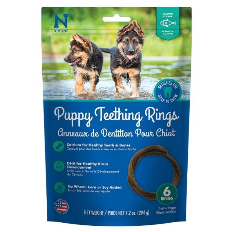 N-bone Puppy Teething Rings Salmon Flavor - 6 Count