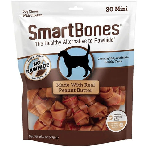 Smartbones Mini Chicken And Peanut Butter Bones Rawhide Free Dog Chew - 30 Count