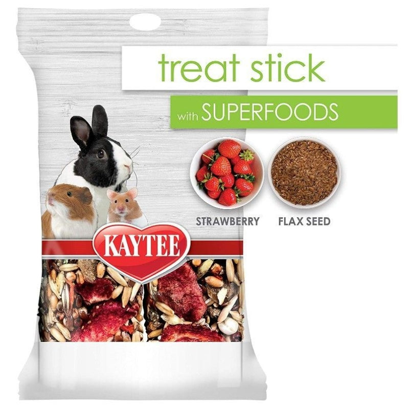 Kaytee Superfoods Small Animal Treat Stick - Strawberry & Flax - 5.5 Oz