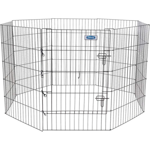 Petmate Exercise Pen Single Door With Snap Hook Design And Ground Stakes For Dogs Black - 36" Tall - 1 Count