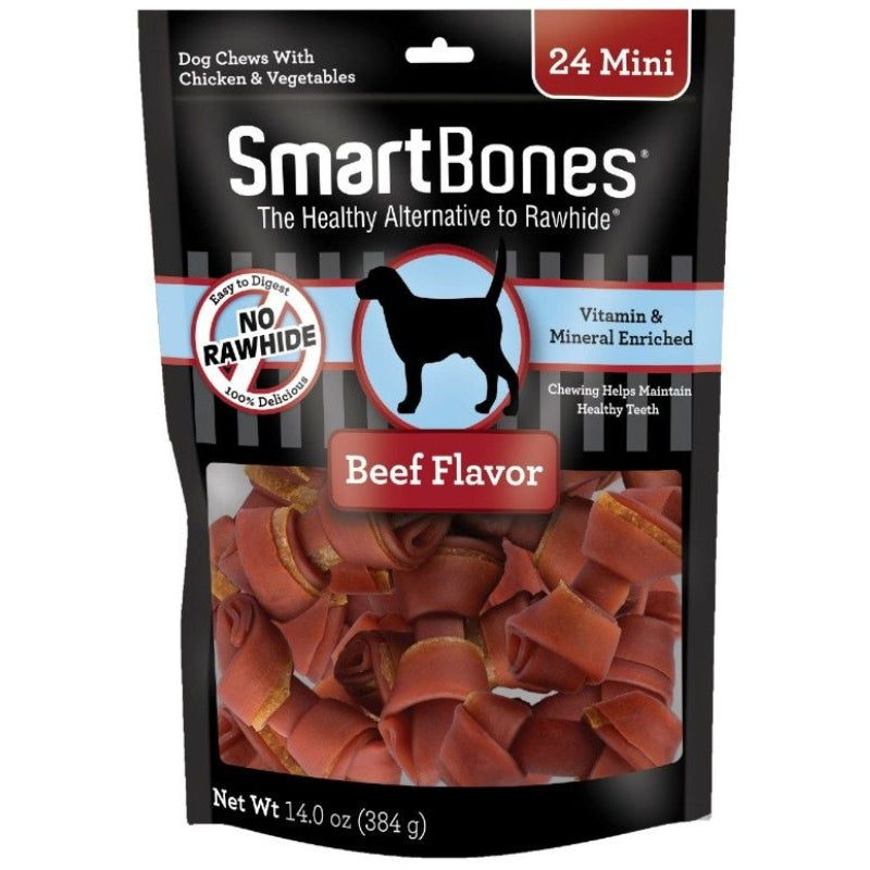 Smartbones Beef & Vegetable Dog Chews - Mini - 24 Pack - 2.5" Bones - (5-10 Lb Dogs)