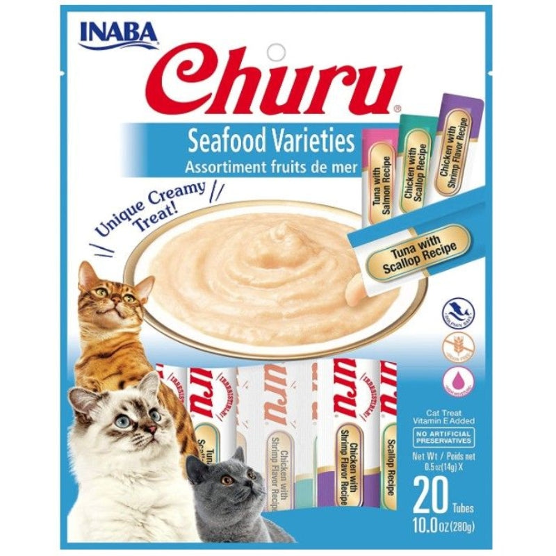 Inaba Churu Seafood Varieties Creamy Cat Treat - 20 Count