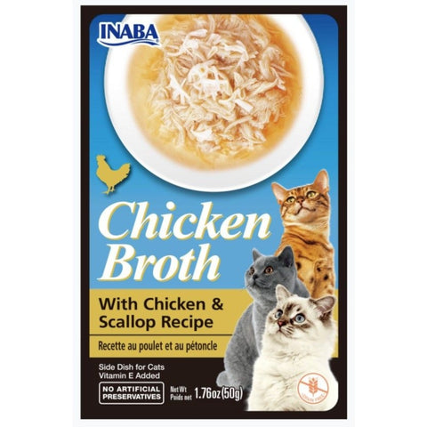 Inaba Chicken Broth With Chicken And Scallop Recipe Side Dish For Cats - 1.76 Oz