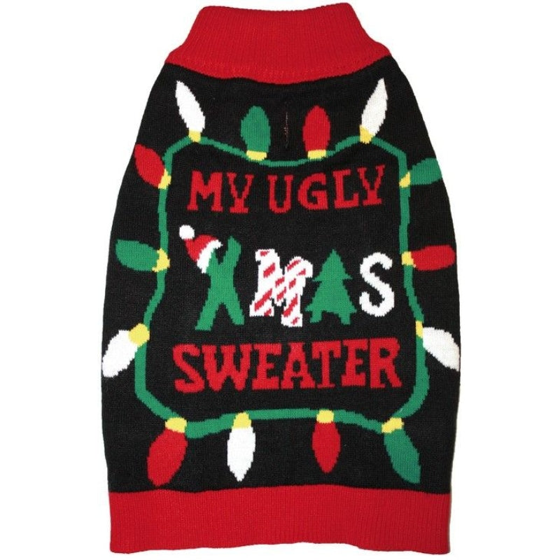 Fashion Pet Black Ugly Xmas Dog Sweater - Medium